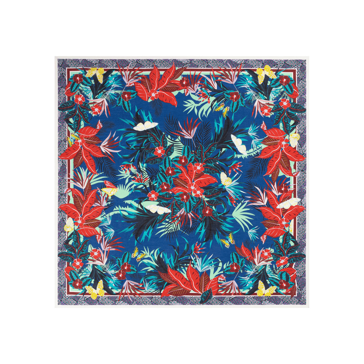 Tropical Flora 100x100 - multi blue