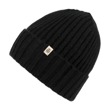 Business Cashmere Muetze mit Umschlag - black