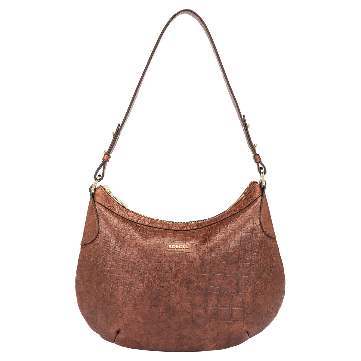 Liberty Schultertasche small Croco  - saddlebrown