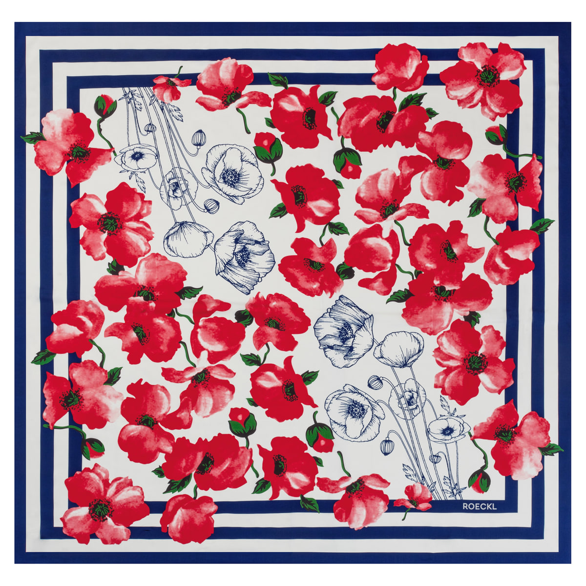Poppy Rush 130x130  - navy/red