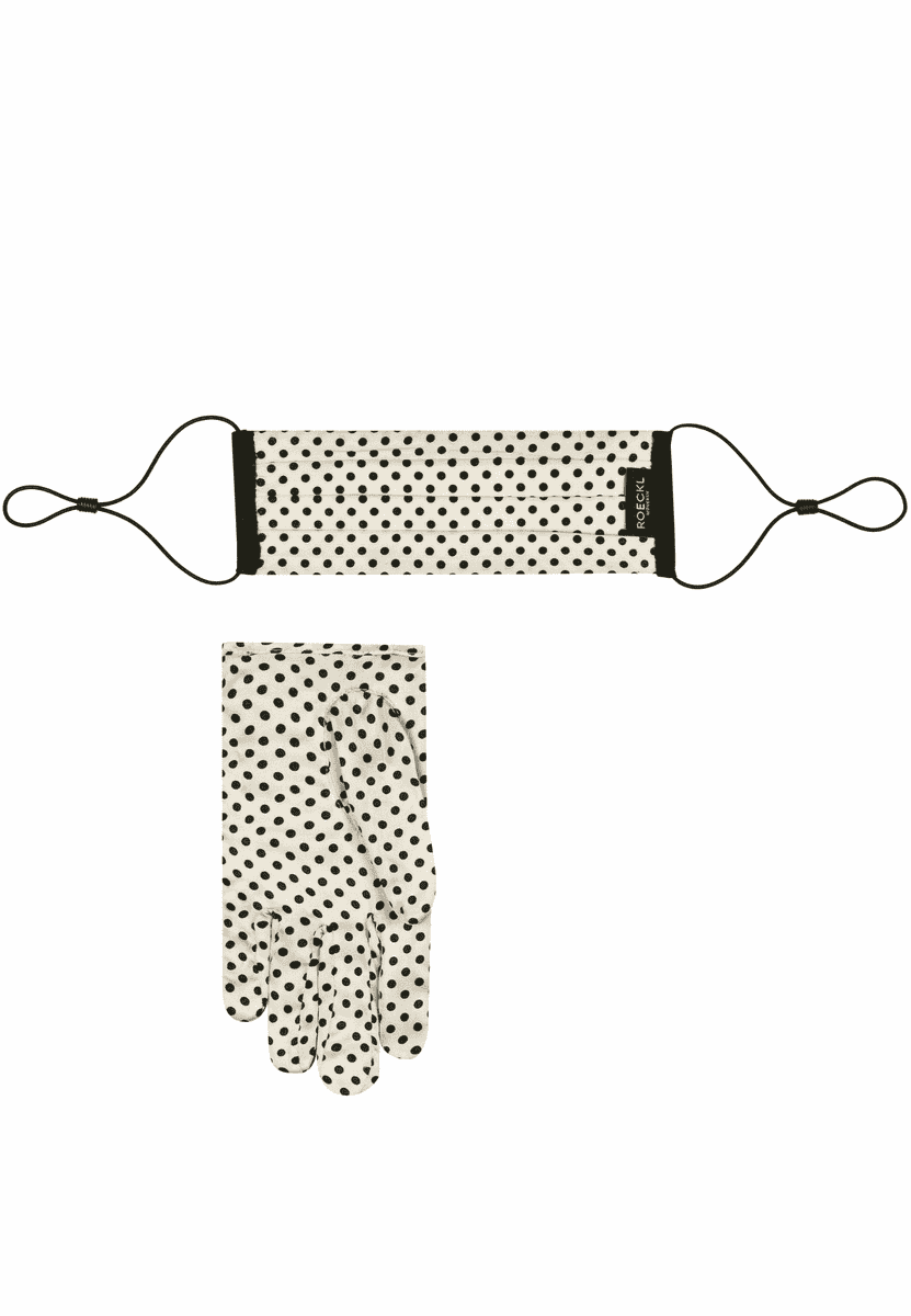 Polka Dots Maske & Handschuh Set - creme black