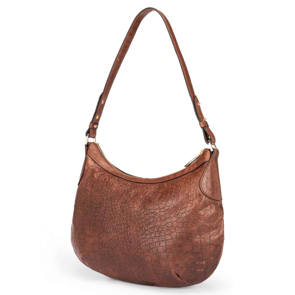 Liberty Schultertasche small Croco  - saddlebrown