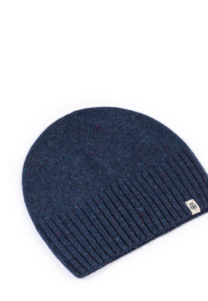Merino Tweed Mütze - navy