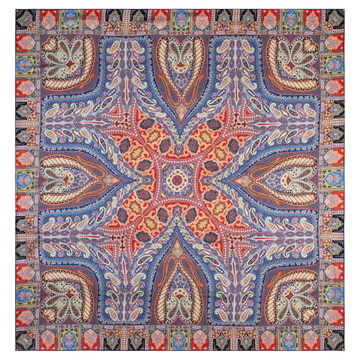 Secret Garden 140x140 - navy/red