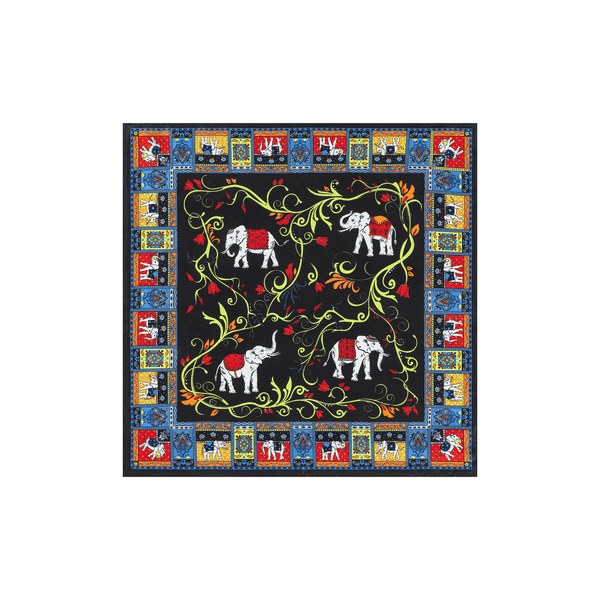 Lucky Elephant 53x53  - black multi