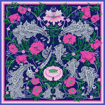 Potpourri Flowers 130x130 - multi indigo