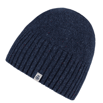 Merino Tweed Mütze - navy