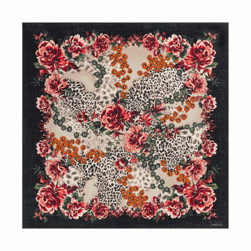 Blooming Wilderness 100x100  - black multi
