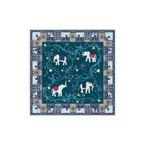 Lucky Elephant 53x53 - multi emerald