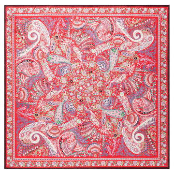 Wool Feather 90x90  - multi scarlet