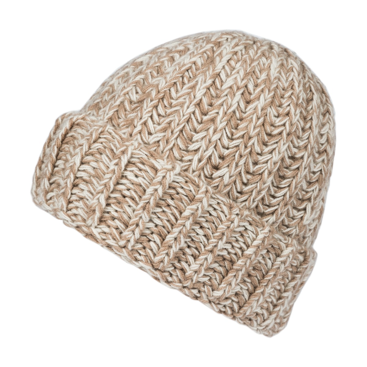 Mouliné Rib Cap - cashmere/white