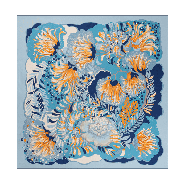 Dominique 106x106  - blue/beige