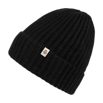 Pure Cashmere Umschlagmuetze - black