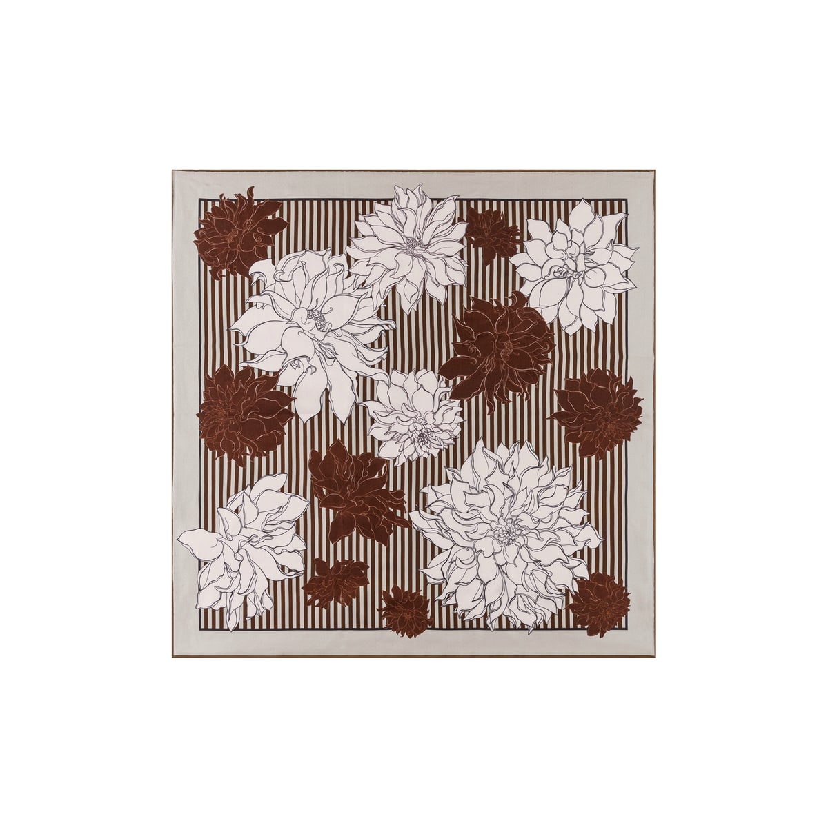 Dahlias & Stripes 64x64  - beige
