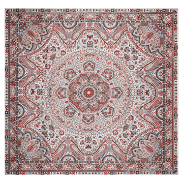 Circular Paisley 140x140 - creme/red