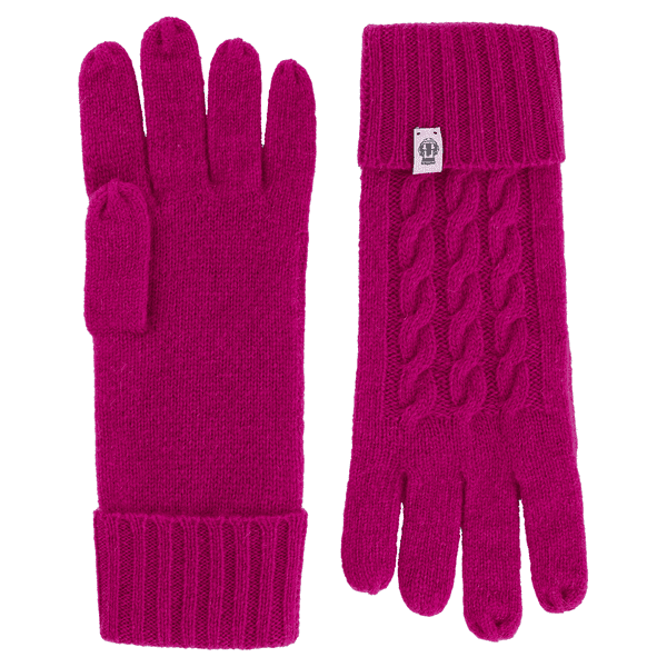 Cabled Charm Strickhandschuhe  - berry