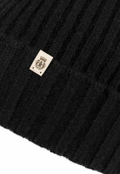 Business Cashmere Muetze mit Umschlag - black