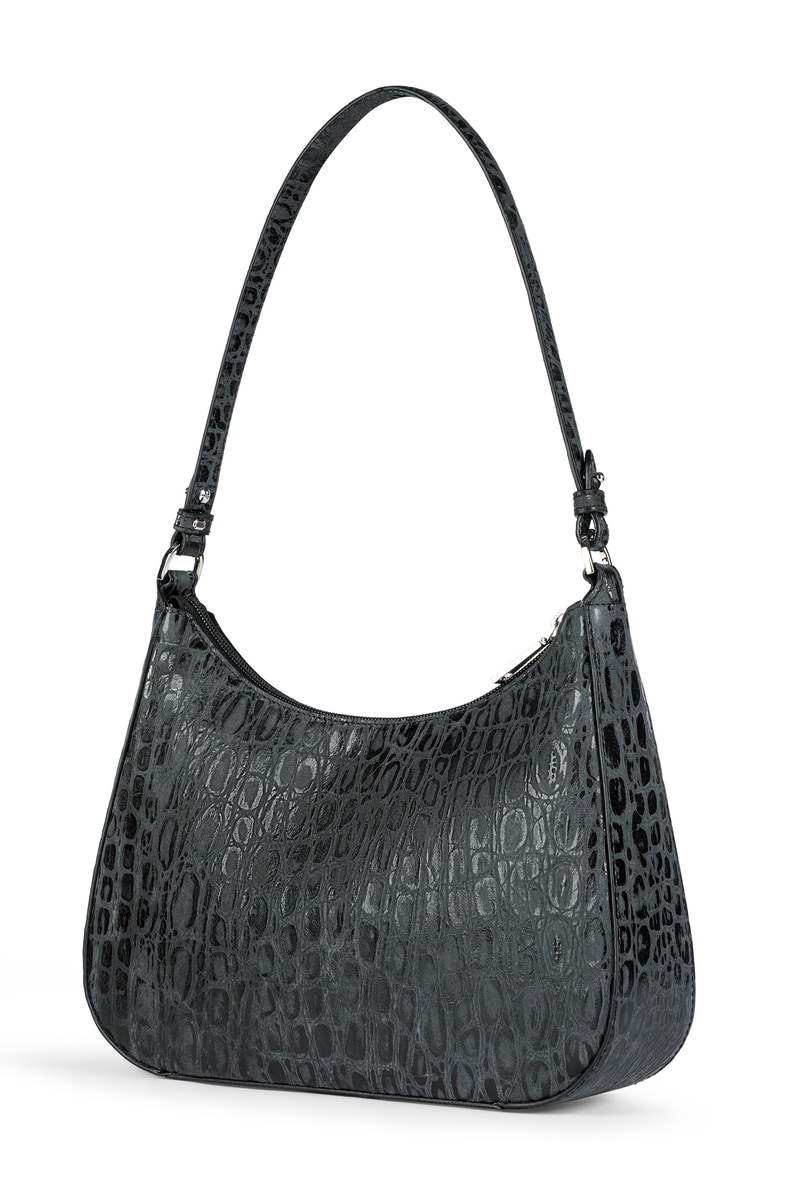 Cleo small Croco silver - black