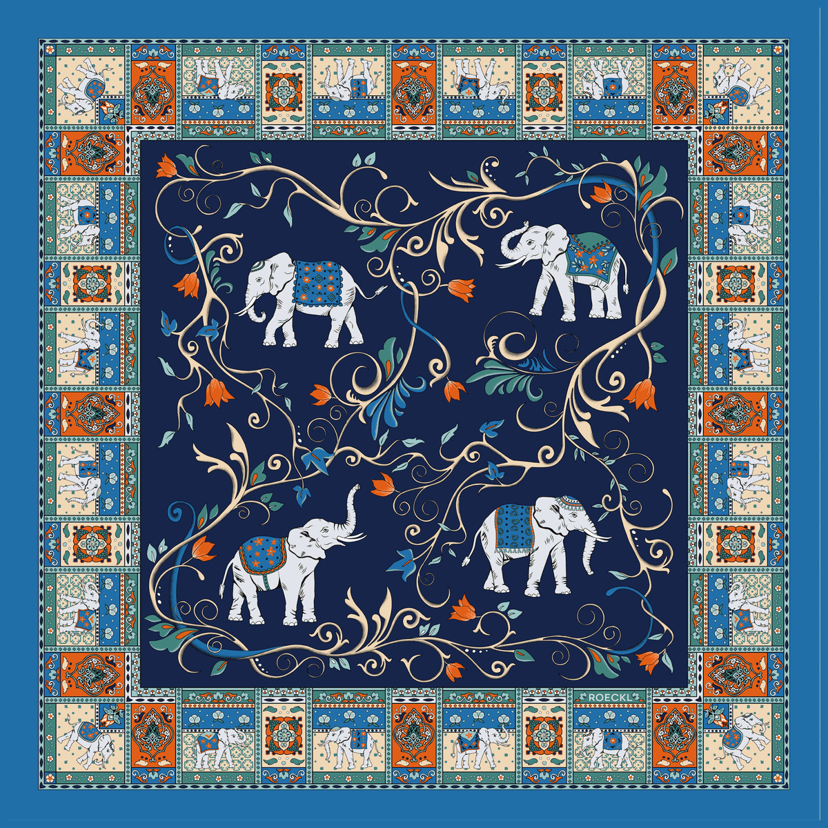 Elephant Celebration 53x53 - multi indigo