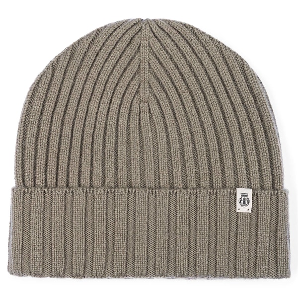 Business Cashmere Muetze mit Umschlag - moss