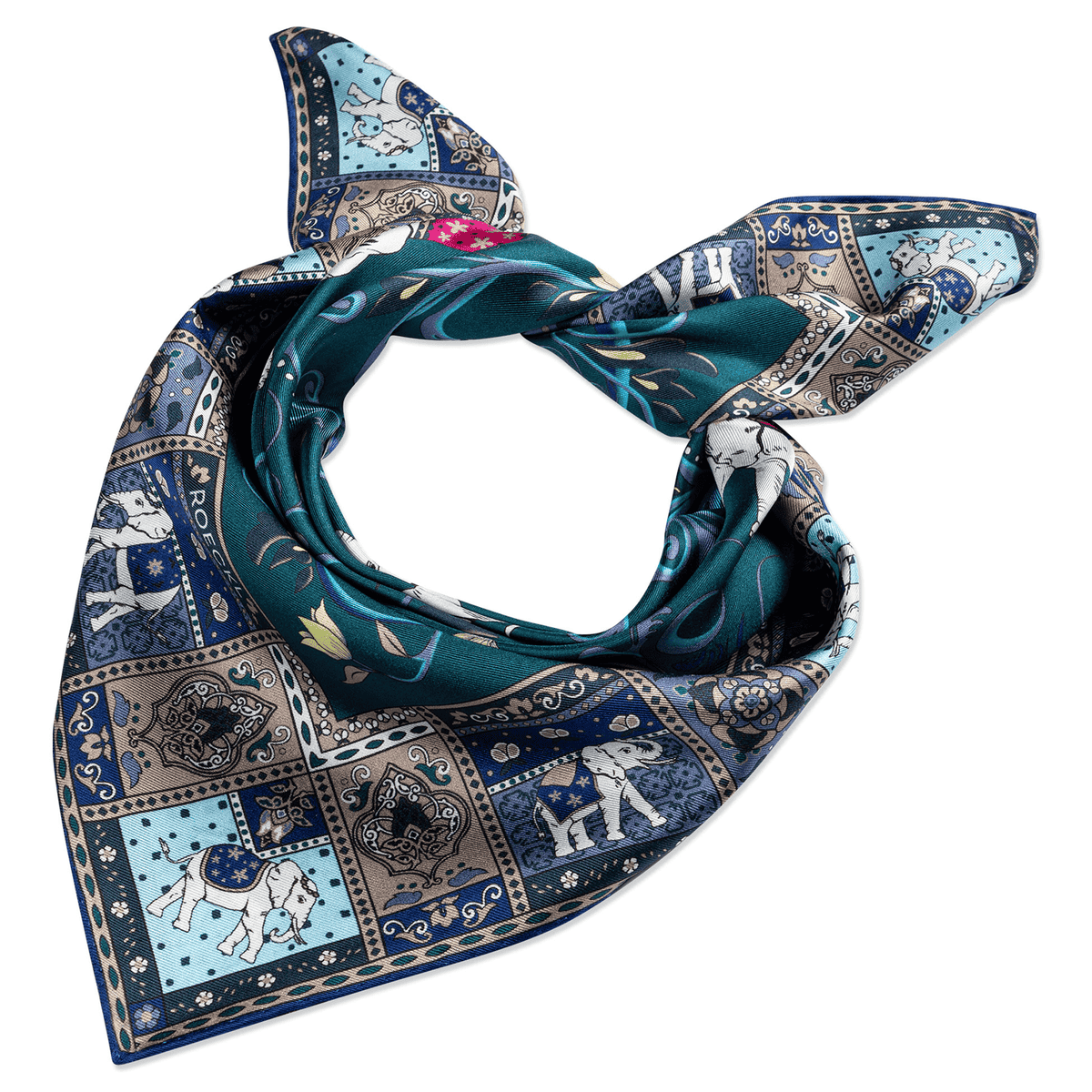 Lucky Elephant 53x53 - multi emerald