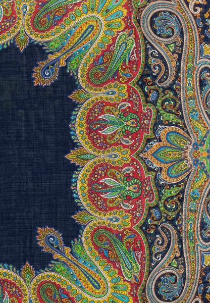 Enchanted Paisley 140x140 - navy/red