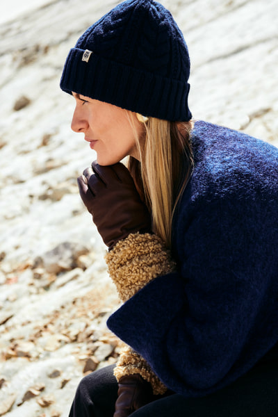 Cashmere Twist Mütze  - navy