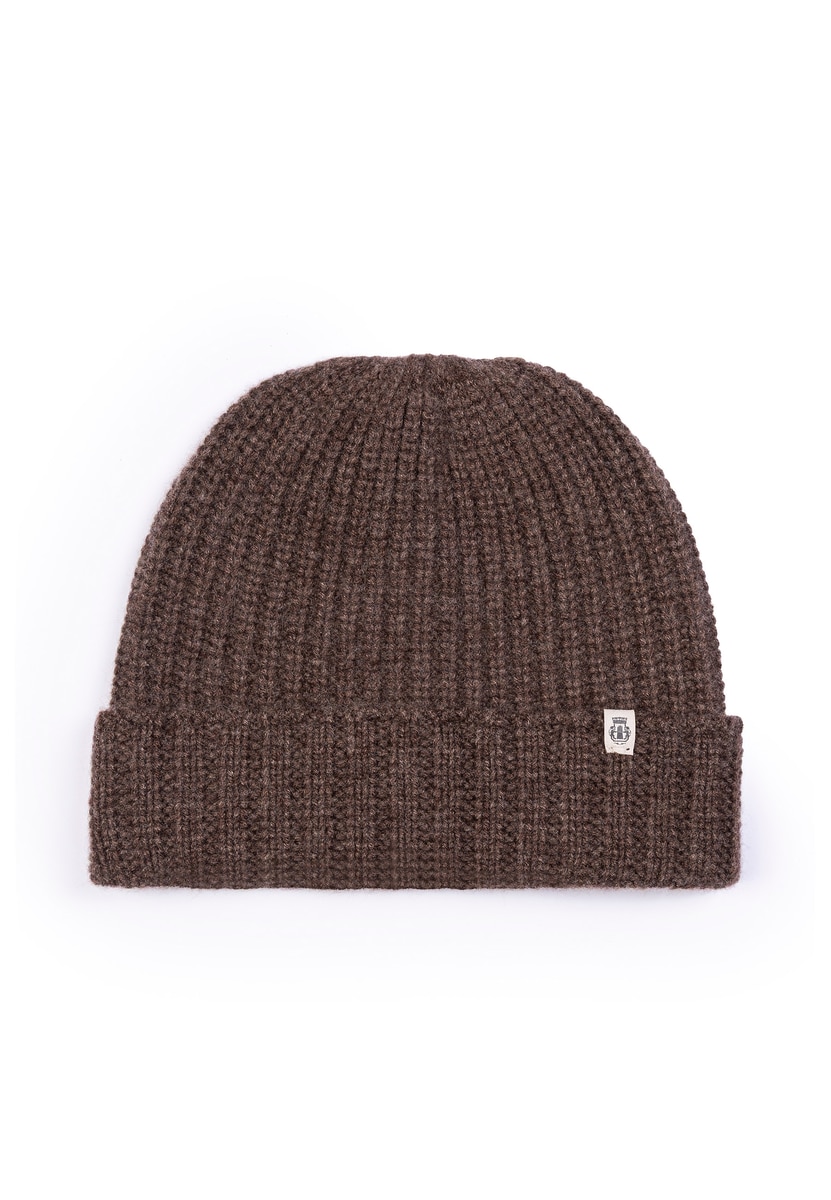 Pure Cashmere Umschlagmuetze - coffee
