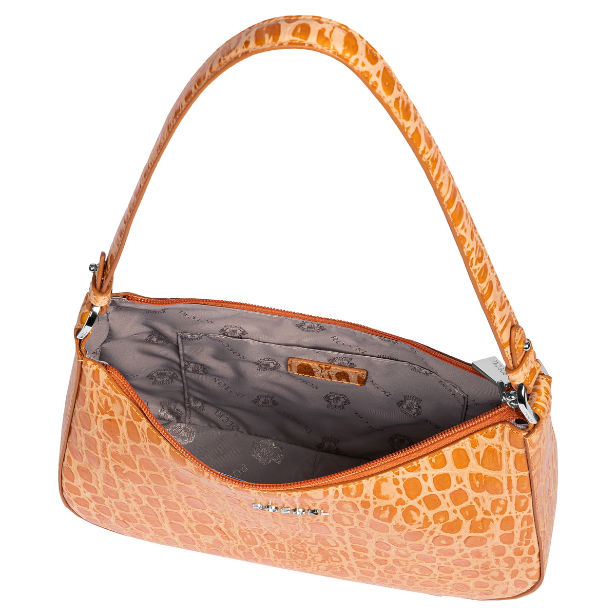 Cleo small Croco silver - safran