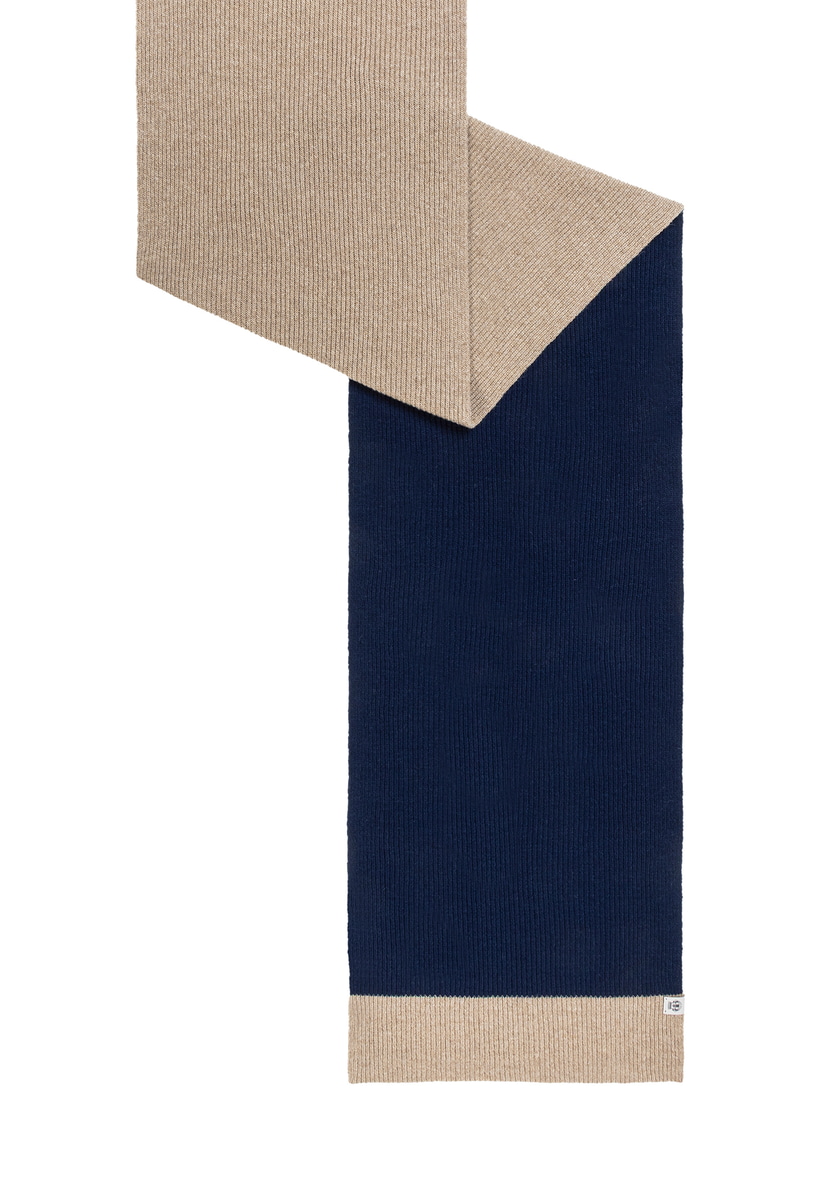 Two Side Knit Schal 35x180 - navy/beige
