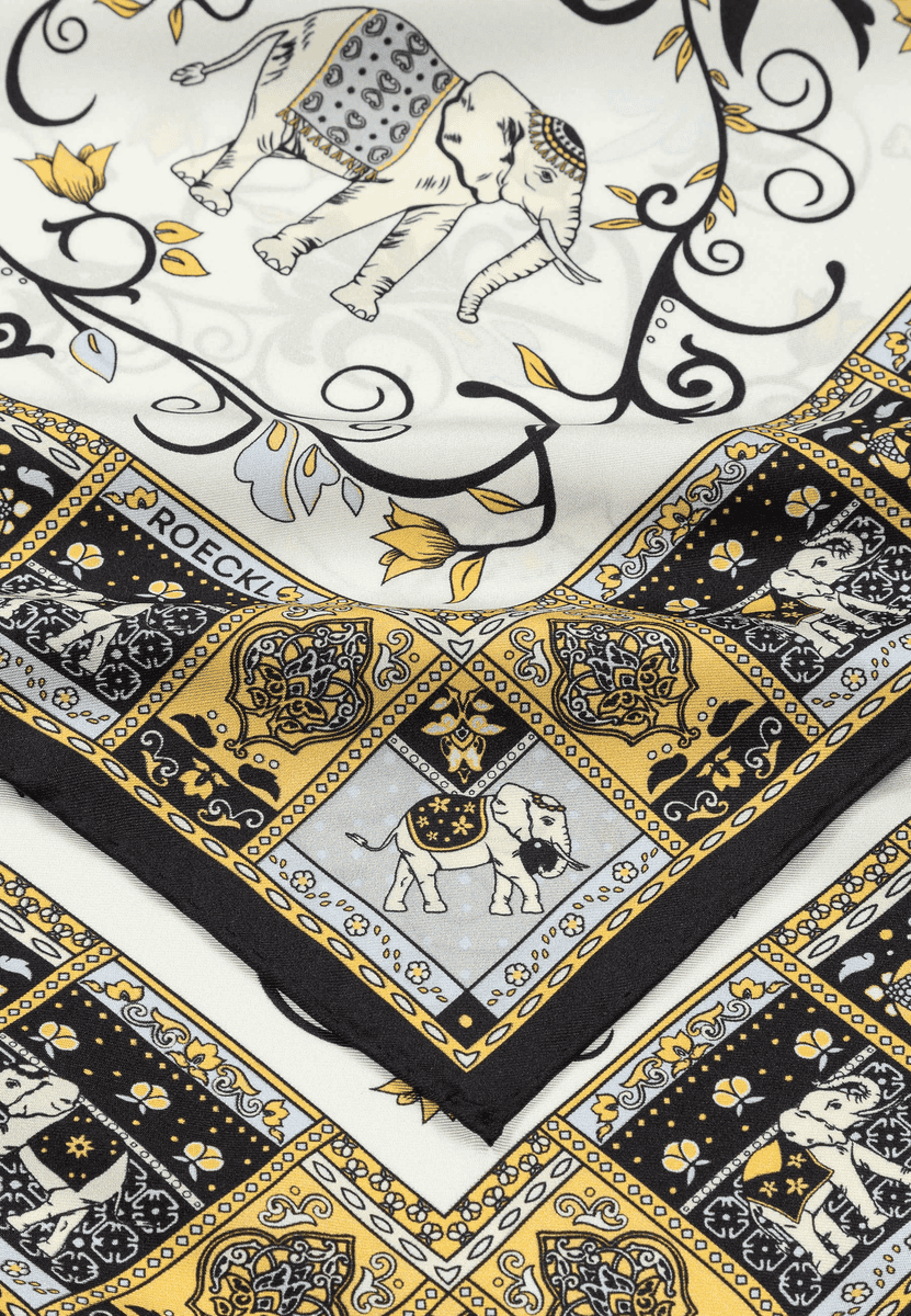 Lucky Elephant 53x53  - white/black