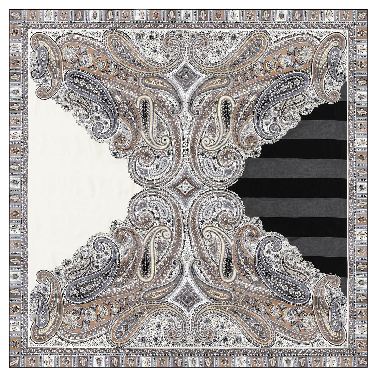 Summer Paisley 140x140 - white/black