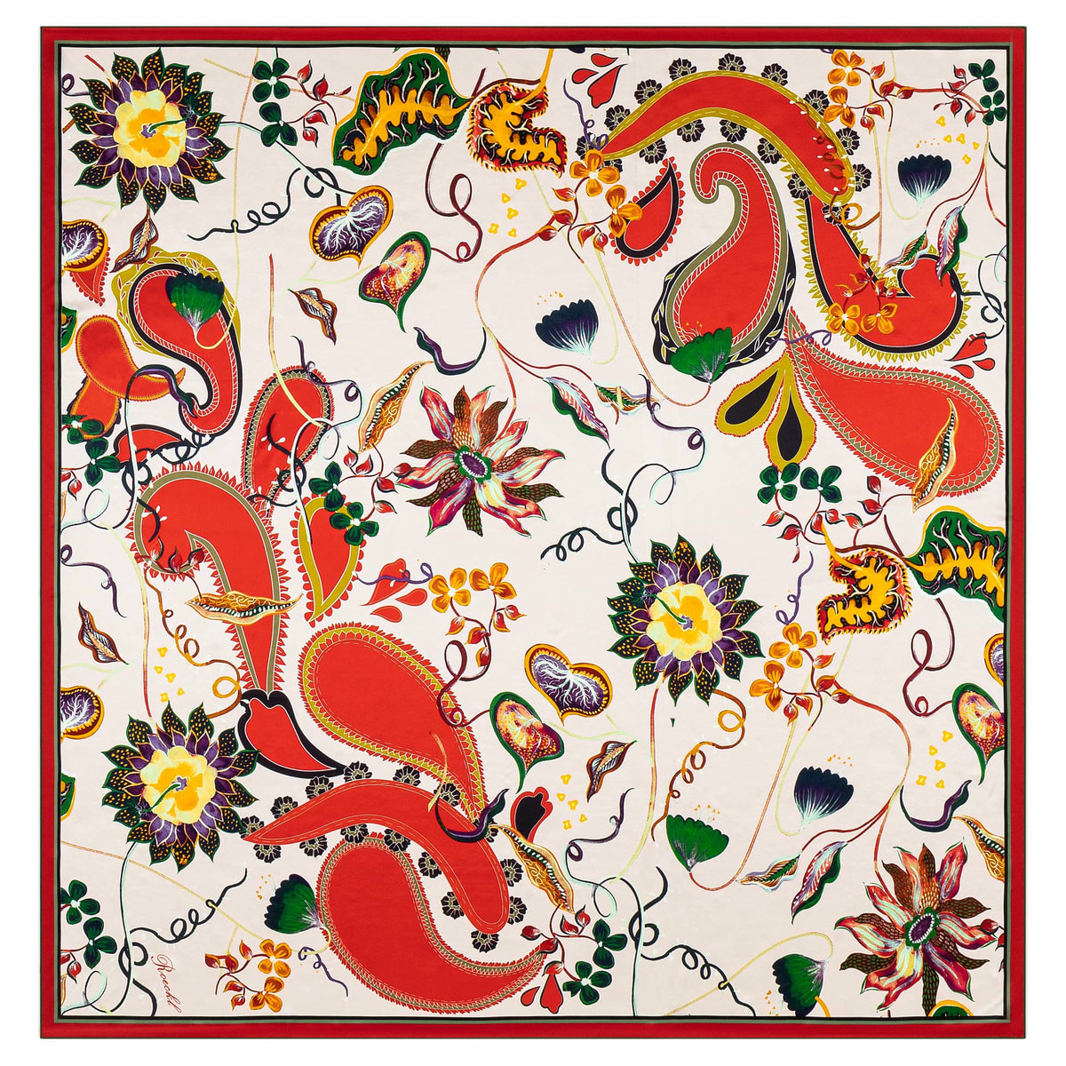 Virtual Paisley 130x130 - red