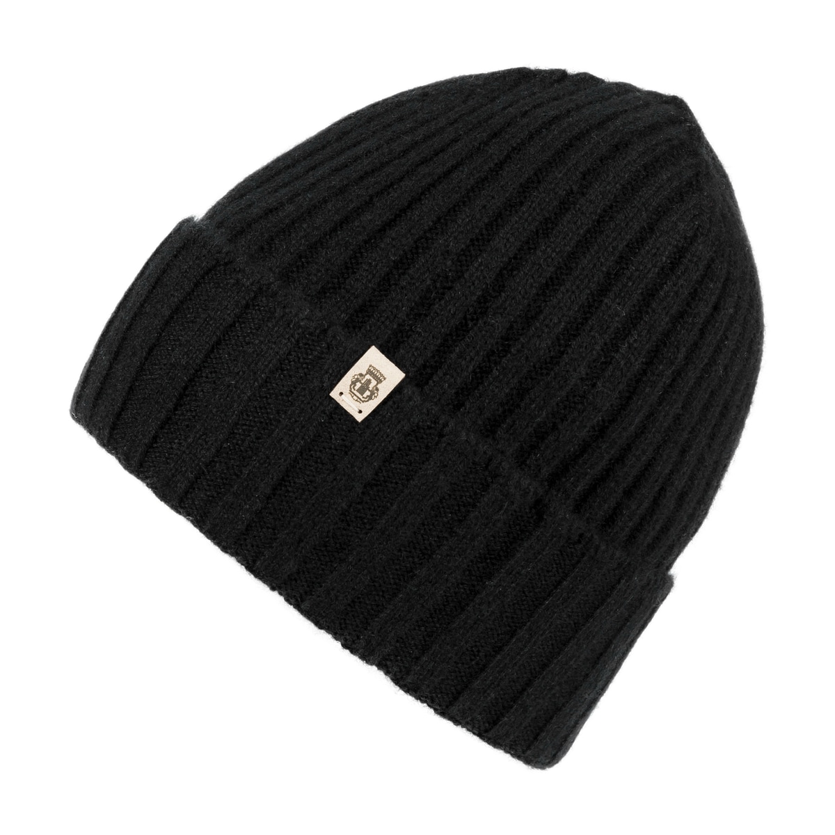 Business Cashmere Muetze mit Umschlag - black