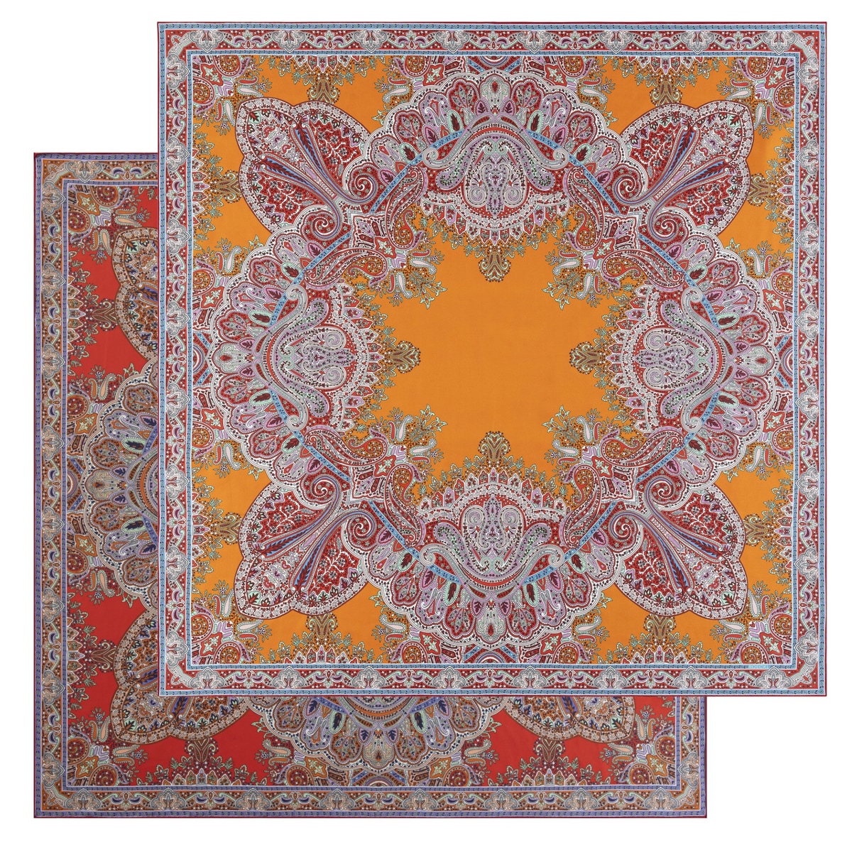Mirror Paisley 90x90  - tangeringe/red