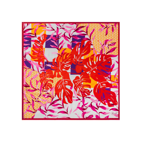 Chess Leaves 100x100 - multi tangerine