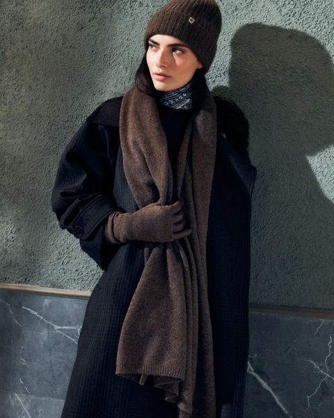 Pure Cashmere Plaid 60x190 - coffee