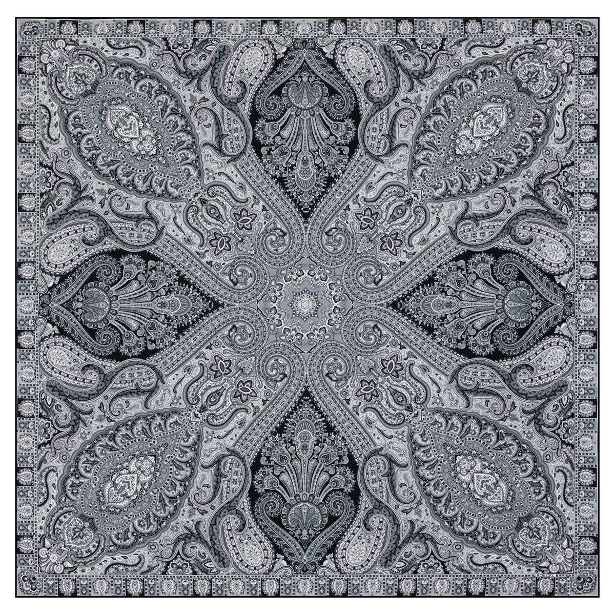Paisley Glow 140x140 - black/white