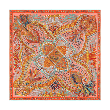 Vibrant Paisley 90x90 - multi tangerine