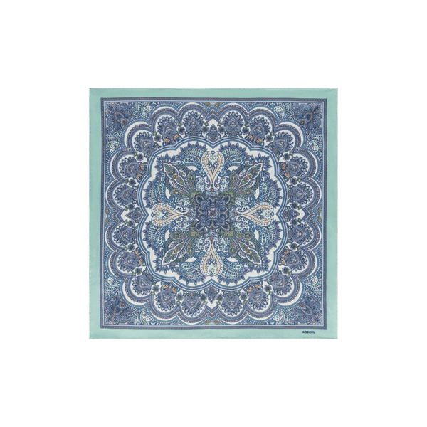 Fine Paisley 53x53  - multi aqua