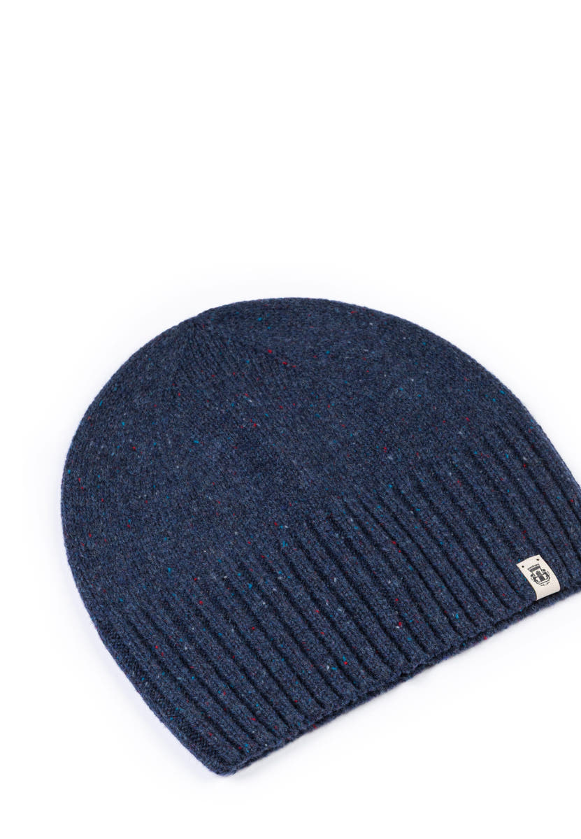 Merino Tweed Mütze - navy