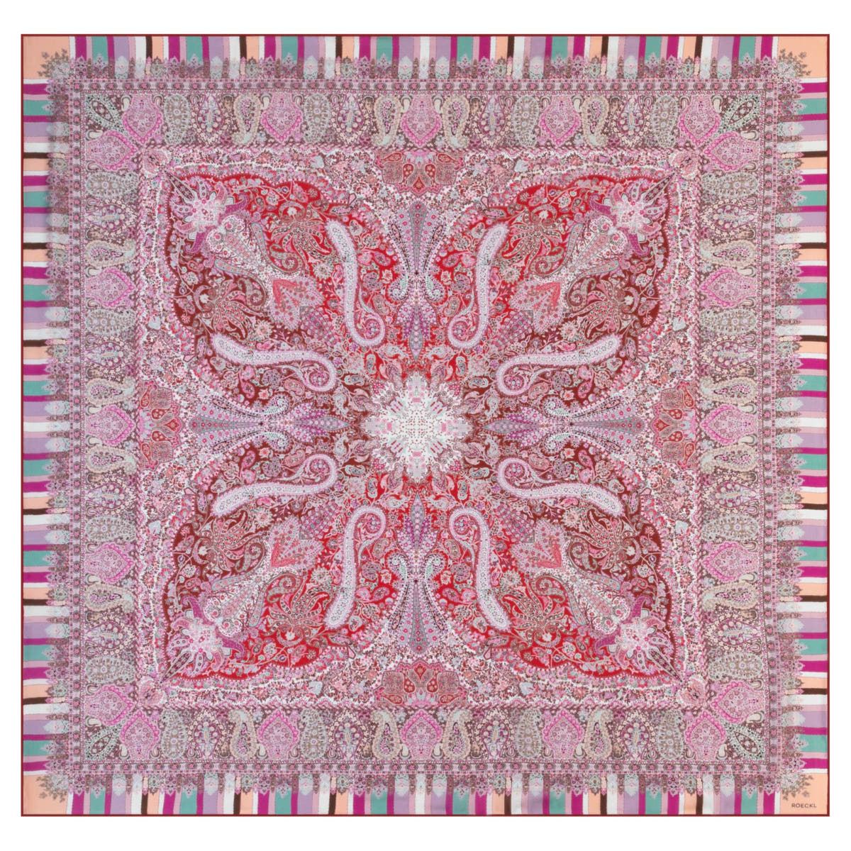 Butterfly Paisley 140x140  - multi red