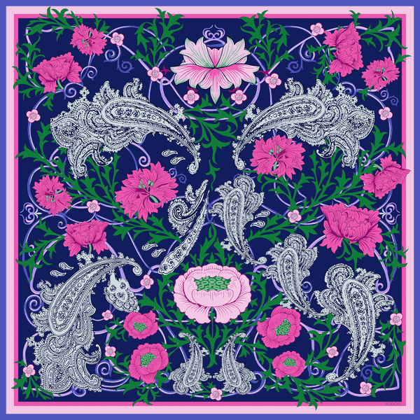 Potpourri Flowers 130x130 - multi indigo