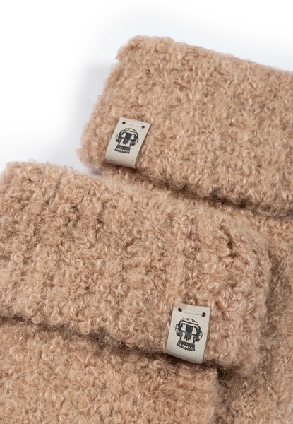 Classic Bouclé Fäustlinge - camel