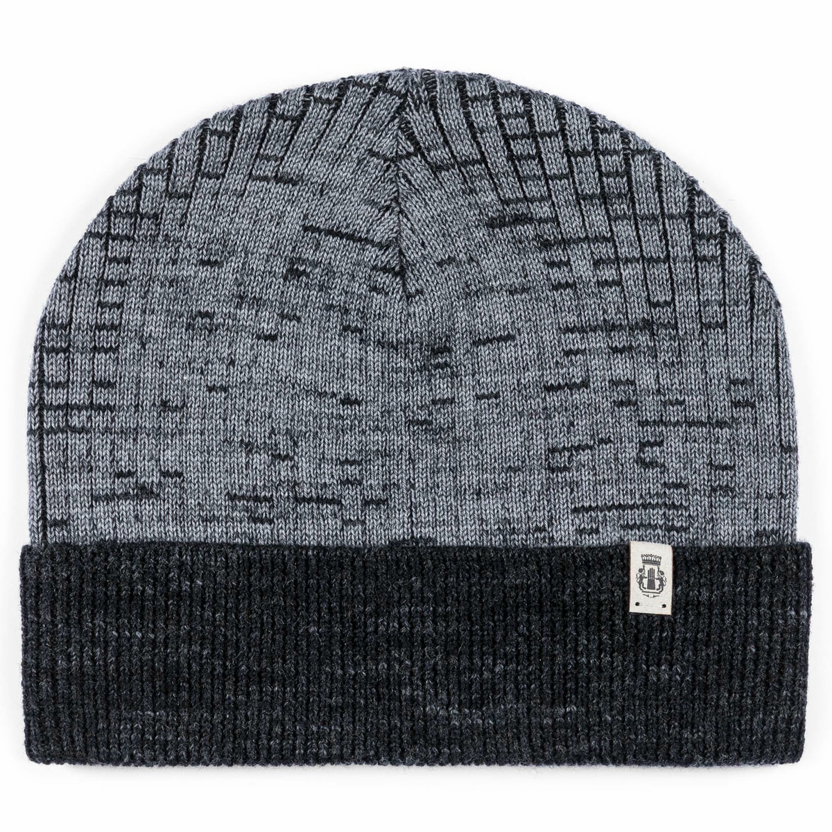 Two-Tone Merino Mütze  - grey/black