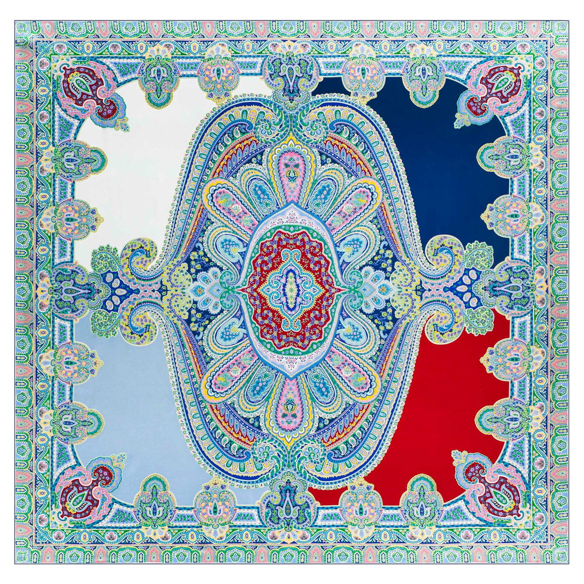 Colorblocking Ornament 140x140 - multi blue
