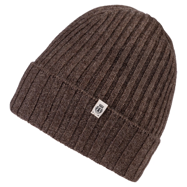Business Cashmere Muetze mit Umschlag - coffee