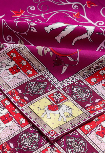 Lucky Elephant 53x53  - multi magenta