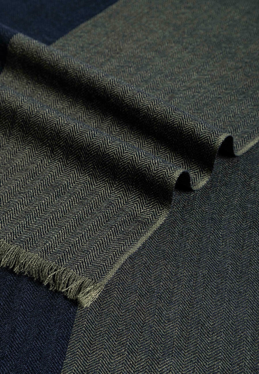 Two-Tone Wool 40x180 - olive/navy
