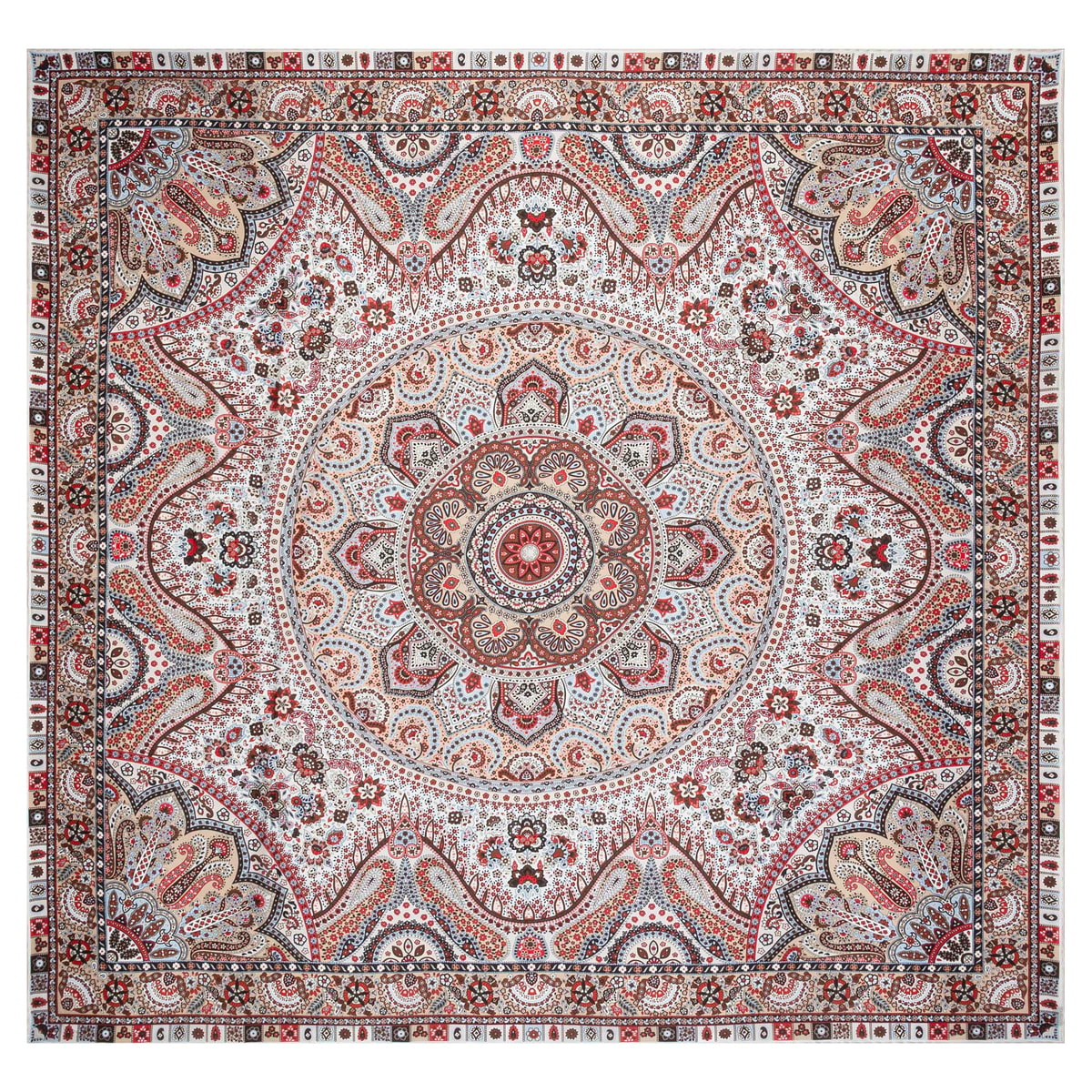 Circular Paisley 140x140 - creme/red